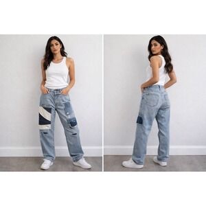 POLO RALPH LAUREN Avery Boyfriend Patchwork Distressed Denim Jeans Button Fly 27